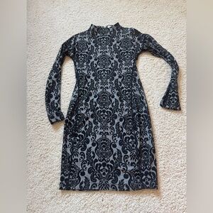 Dolce Vita Black and Gray Long Sleeve Dress Medium Floral